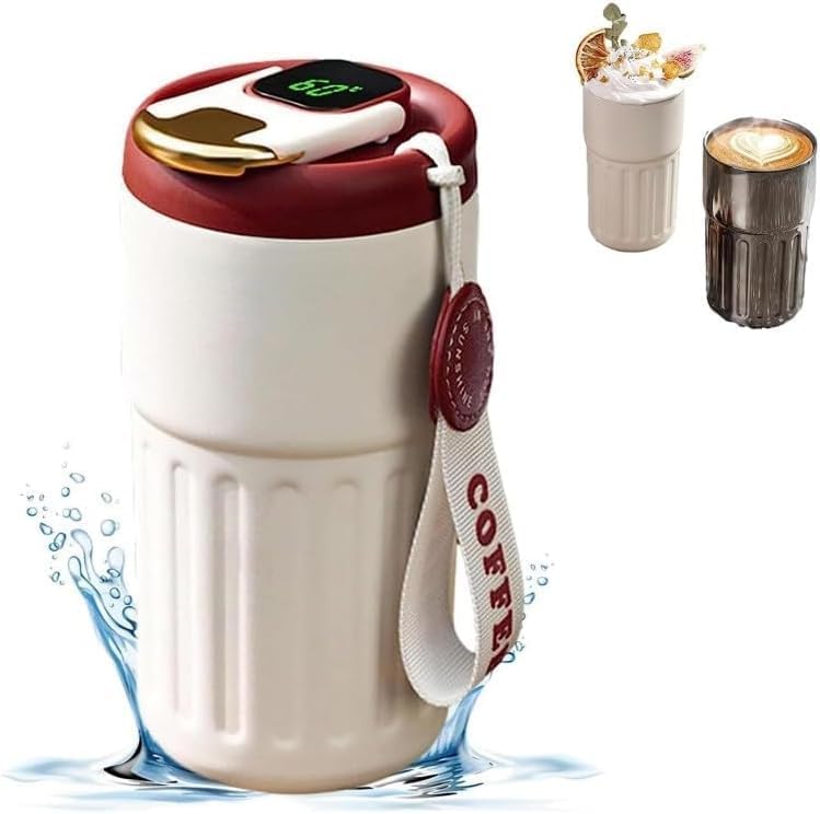 Thermos Coffee Cup with Temperature Display, Coffee Thermos with Temperature Display, 450ml Keep