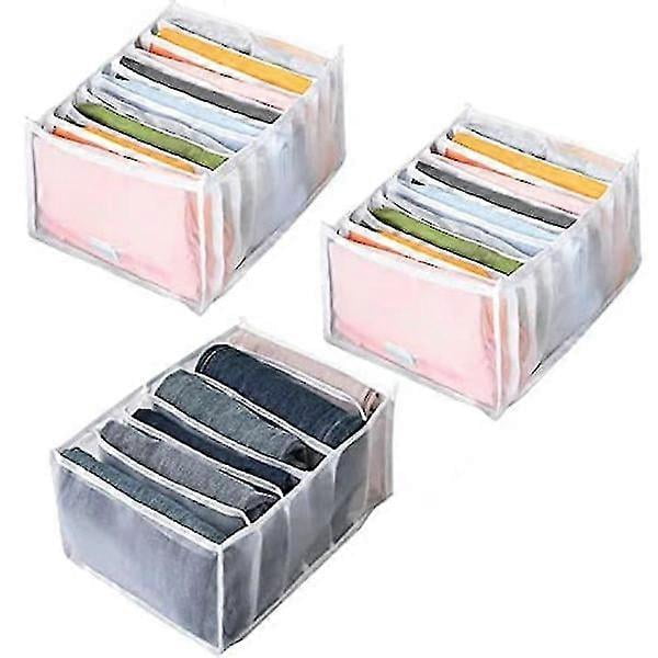 3 Pcs Wardrobe Clothes Organizer, 6/9/9 Grid Visible Foldable Closet Organizers, Compartment Storage Box