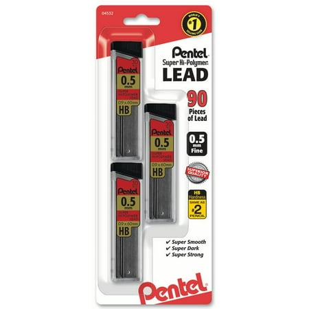 Pentel Super Hi-Polymer Mechanical Pencil Lead Refill (0.5mm) Fine, HB, 30 pcs/Tube,