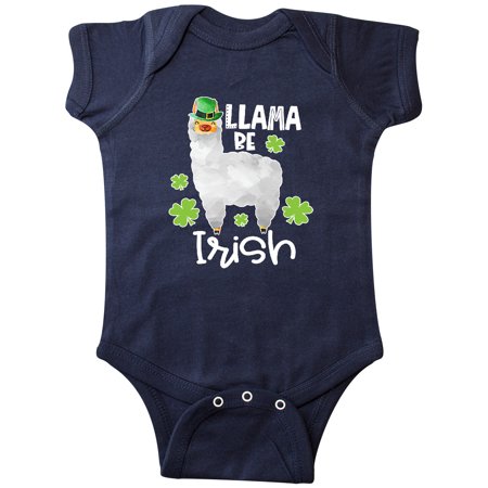 

Inktastic St. Patrick s Day Llama Be Irish with Green Shamrocks Gift Baby Boy or Baby Girl Bodysuit