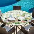 thumbnail image 6 of Easter Round Tablecloth, Fitted Table Cover with Elastic for 55"-60" Round Tables, Spring Gnomes Flowers Rabbit Butterfly Green Plaid Table Cloth Outdoor Indoor Dinning Party Waterproof Tablecloths, 6 of 7