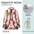 thumbnail image 5 of Strawberry and Leaf Pink Pattern Backpack for School, Cute School Bag with Adjustable Shoulder Straps and Padded Back, 15.3"x11"x7.1", 5 of 5
