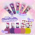 thumbnail image 3 of MAKEUPERIA Maquillaje Infantil Hello Kitty para Niñas, Set de Cosméticos con 5 Brillos Labiales, 5 Esmaltes Desprendibles, Calcomanías para Uñas, Sabor Frutal, Ideal como Regalo Seguro y Lavable, 3 of 7