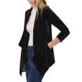 thumbnail image 4 of INSPIRE CHIC Cardigan en Velours Extensible pour Femme à Col Châle, Ouvert à l'Avant, avec Poches, TG Noir, 4 of 5