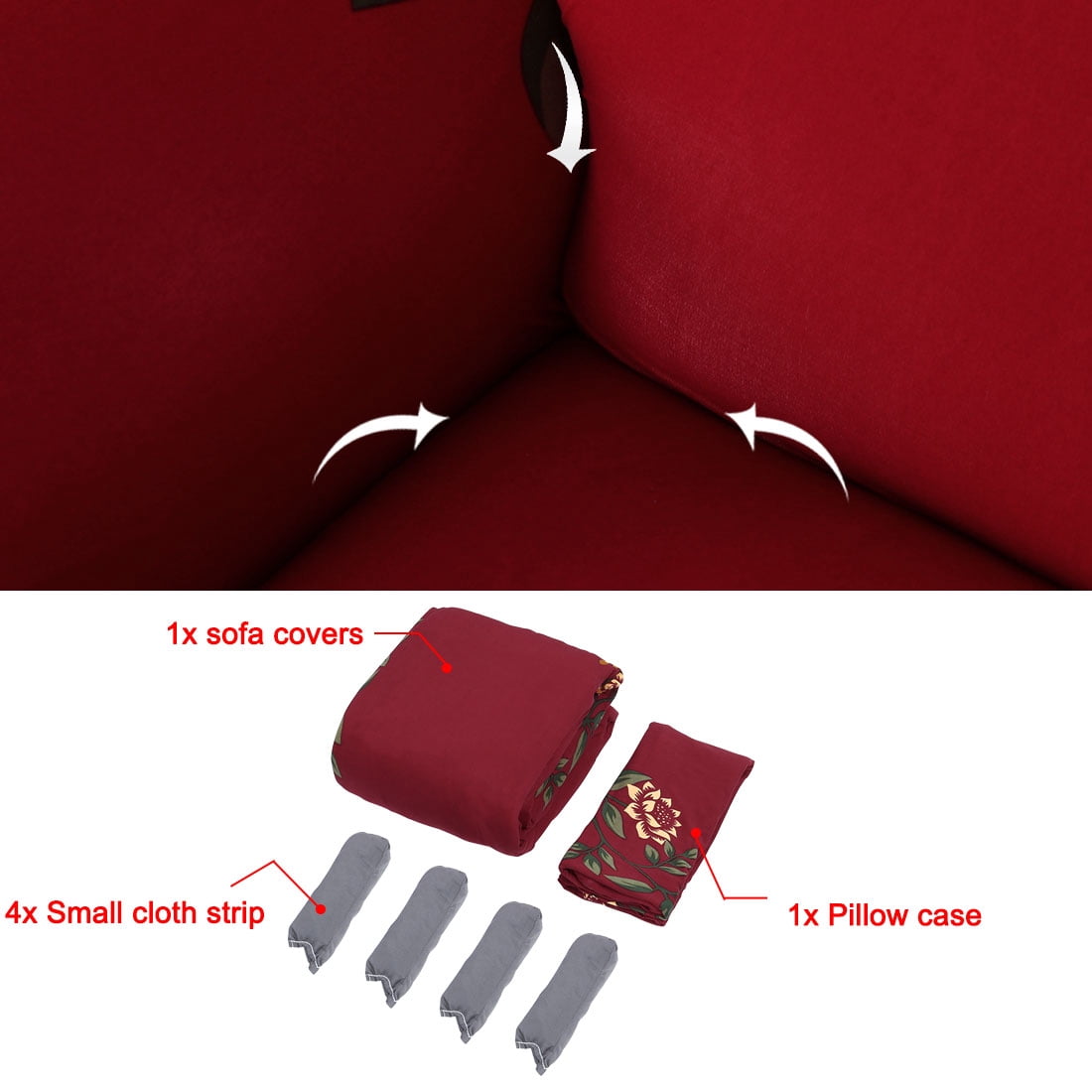 Unique Bargains 1-Piece Contemporary Floral Stretch Loveseat Sofa Cover, Red