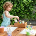 thumbnail image 4 of Martha Stewart Kids Outdoor Craft Table and 2 Bench Set: Acacia Wood Activity Desk w/ Crate, Caddy, and Storage Shelves | Kids Play & Picnic Table w/ Benches for Backyard, Patio, Outdoor Classrooms, 4 of 9