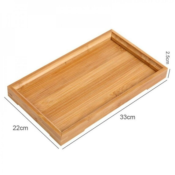 Promotion! Bamboo Serving Tray Breakfast Tea Coffee Food Holder Plate Party Platter Decorative Tabletop Storage Organizer(Tea Set Not Included)