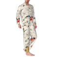 thumbnail image 2 of Honeii Little Birds Pattern Mens Pajamas Set,2pcs Men's Lounge Long Sleeve Sleep Shirt and Pajama Bottoms Sleepwear Set,Mens Pjs Sets-Large, 2 of 7