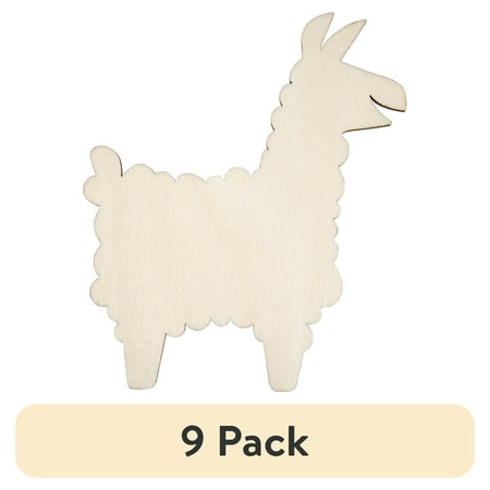(9 pack) Hello Hobby Unfinished Wood Llama, Small Die-Cut Shape