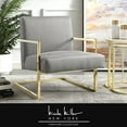 thumbnail image 4 of Nicole Miller Accent Chair Santana PU Leather, Light Grey/Gold, 4 of 10
