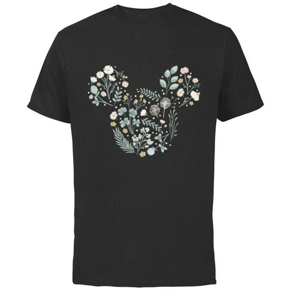 Disney Mickey Mouse Icon Spring Flowers - Short Sleeve Cotton T-Shirt for Adults - Customized-Navy