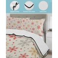 thumbnail image 3 of Twin XL Quilt Bedding Set, Winter Snowflakes Reversible Summer Quilt 3 Pieces, Red Yellow Christmas Snowflakes Beige Lightweight Bedspreads Coverlets with 2 Pillow Shams for All Seasons, 3 of 5