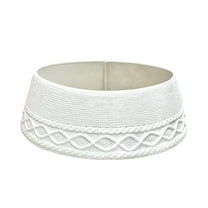 Chunky Knit Christmas Tree Collar, Burgundy Red Cable Knit Tree Skirt Ring for Artificial Pencil Trees, Rustic Farmhouse Xmas Tree Base Cover Stand for Home Décor