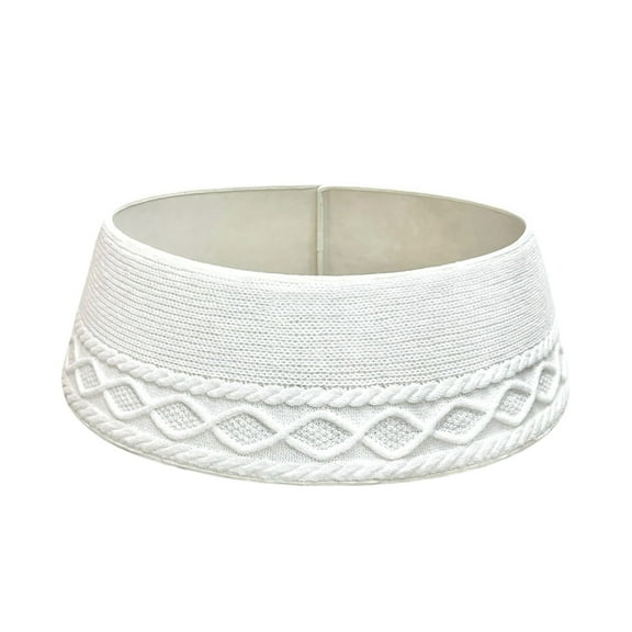 Christmas Tree Collar for 7.5ft 9ft Pencil Tree White Red Cable Knit Xmas Tree Skirt Base Cover 28inch
