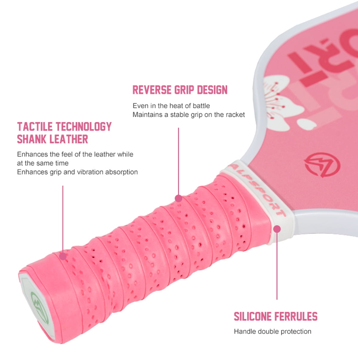 Sakura Pink Pickleball Paddle, Carbon Fiber, Matte Finish, UV Printing and Honeycomb Polymer Core, Non-Slip Grip, Excellent Spin and Control, Suitable for Men and Women, Pickleball Intermediate
