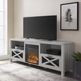 thumbnail image 2 of Meuble TV avec Cheminée Style Ferme Rustique 70 Pouces en Gris Pierre, 2 of 9