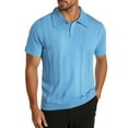 thumbnail image 2 of hoksml Men's Summer Knitted Shirt Short Sleeved Top Solid Color Collared Polos Casual Loose Top Pullover Lapel Button Business T Shirts, 2 of 9