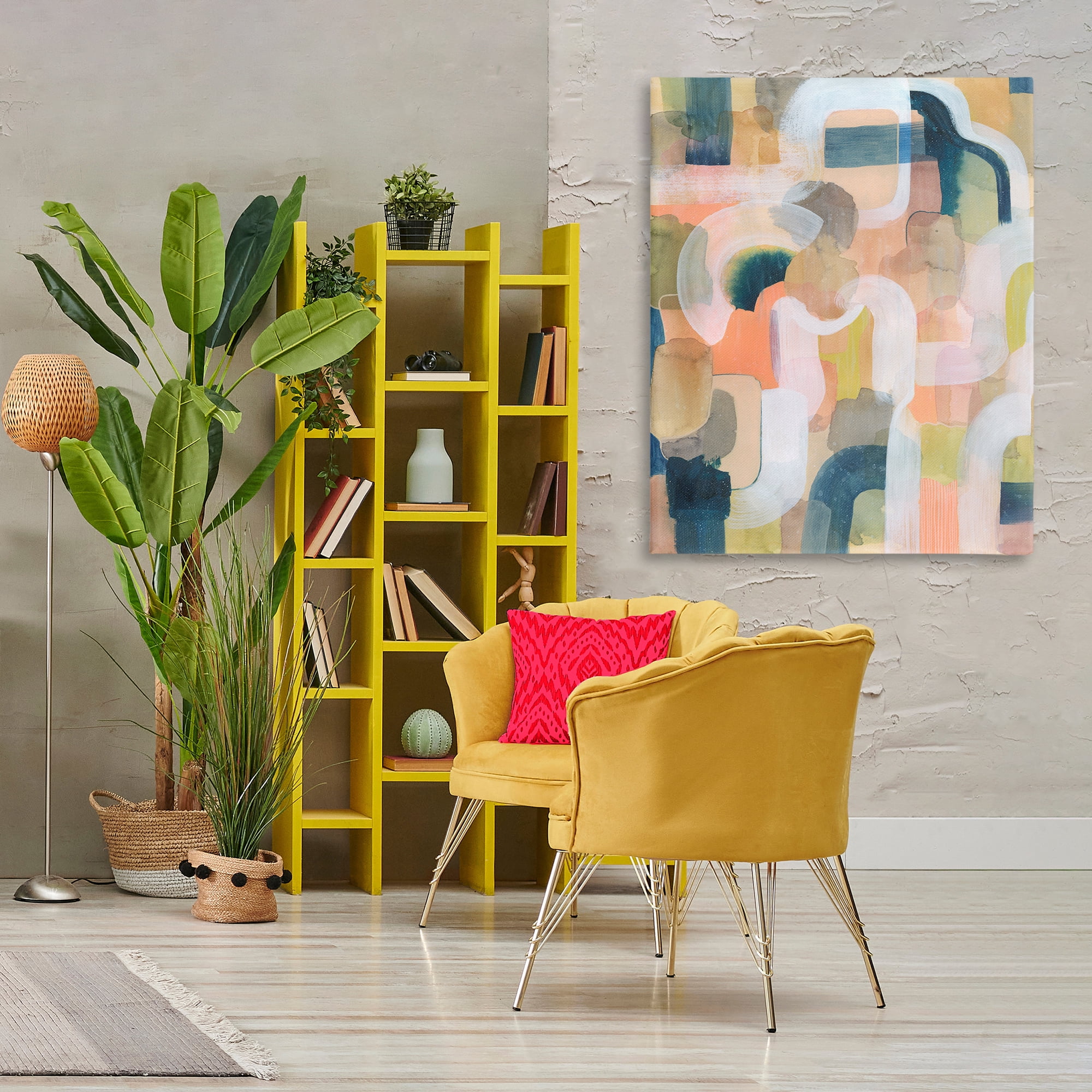 Stupell Industries Layered Curved Arches Abstract Painting Wrapped Canvas Art Print Wall Art, 36 x 48