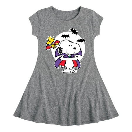 

Peanuts - Vampire Snoopy and Woodstock - Toddler And Youth Girls Fit And Flare Dress