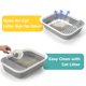 thumbnail image 4 of Caja de arena para gatos TomTenisse con tapa abierta, grande, plegable, gris, 4 of 7
