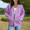 thumbnail image 2 of Womens Zip Up Hoodies Oversized Sweatshirts Fall School Fashion Outfits Casual Jackets 2025 Winter Clothes Purple S, 2 of 5