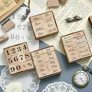 Time Travel Vintage Perpetual Calendar Wooden Rubber Stamp Set - Month and  Date Rubber Stamps