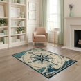 thumbnail image 2 of ODIKA 4'x6' Washable Area Rug Non-Slip, Chair-Friendly, Flatwoven Compass Nautical Map Ocean Wave Vintage Maritime Distressed Border for Home Office, Under Desk, 2 of 7