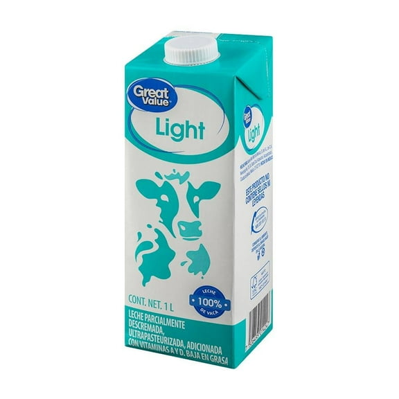 Leche Great Value descremada light 1 l