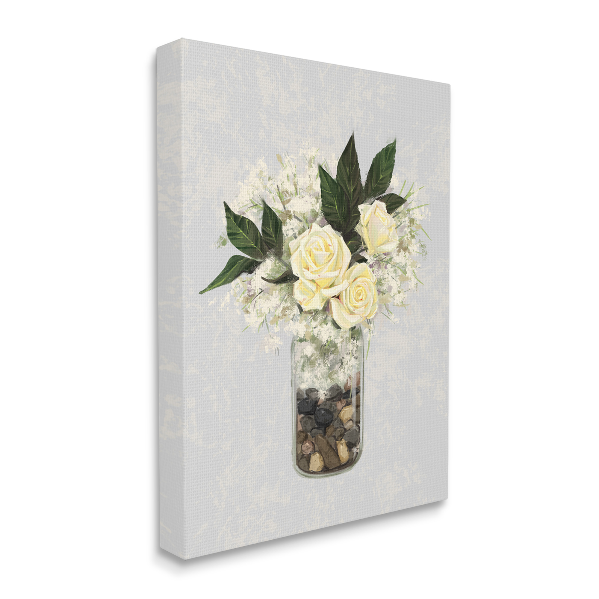 Stupell Industries Yellow Rose Flower Bouquet Decorated Rocks Vase Graphic Art Gallery Wrapped Canvas Print Wall Art, Design by Ziwei Li