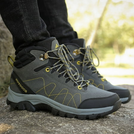 

Man Mens Hiking Shoes Men s Zapatos Dark Gray Work Boots Fashion Outdoor Thick Bottom Sports Couple Mountaineering Boots 41