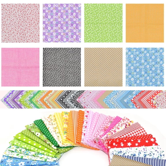 GIRACOA 56 Pcs Cotton Craft Fabric Bundle - 10x10 in Pre-cut Quilting Squares - 100% Pure Cotton Patchwork Fabric with Multi-Color Small Floral Prints for DIY Sewing, Scrapbooking & Hobby Projects