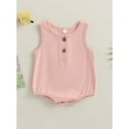 thumbnail image 2 of Cenuakty Baby Girls Boys Summer Casual Romper Solid Color Sleeveless O Neck Button Playsuit, 2 of 8