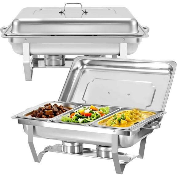 Chafing Dish Buffet Set 2 Pack, Jacgood Stainless Steel Chafing Dishes for Buffet, Buffet Servers and Warmers for Wedding, Catering, 1/3 Pans