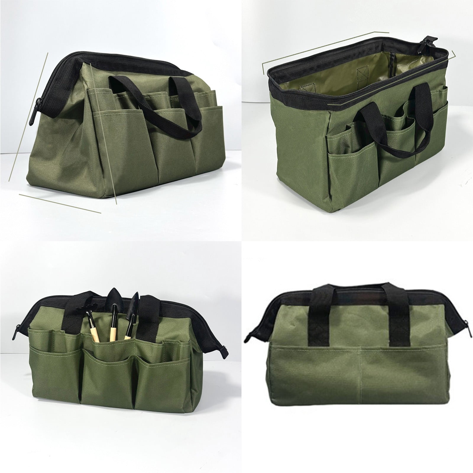 Multi Functional Folding Gardening Tool Storage Bag Handheld Organizer with Compartments, Heavy Duty Cloth Tote for Garden Tools Accessories