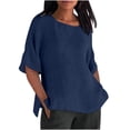 thumbnail image 1 of Blusa holgada de manga larga para mujer - Camisa informal de manga corta y color liso - Cuello en V, elegante, adecuada para todas las ocasiones - Tallas S-XXL, 1 of 5