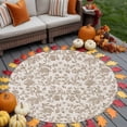 thumbnail image 4 of Pastoral Flowers Washable Round Area Rug 5 ft, Khaki Flower Farm Vintage Linen Texture , Soft Non Slip Rugs Stain Repellent Indoor Felt Carpet for Living Dining Room Bedroom Home Office, 4 of 9