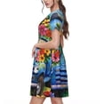 thumbnail image 2 of Cauagu Robe d'Été Imprimée Camion Floral pour Femmes 2025 Manches Courtes Décontractées avec Poches, 2 of 6