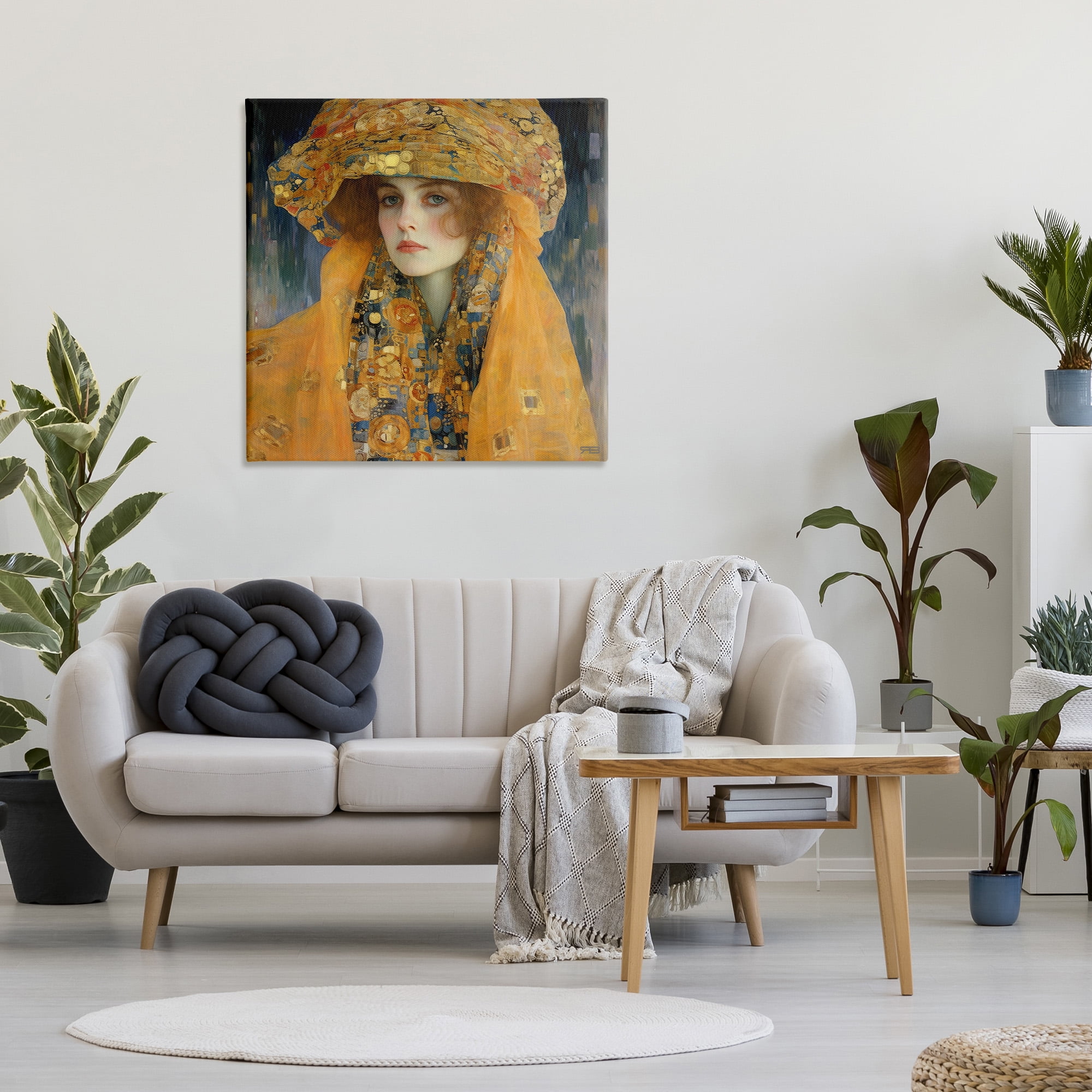 Stupell Industries Traditional Patterned Portrait Abstract Painting Gallery Wrapped Canvas Art Print Wall Art, 36 x 36