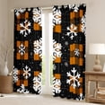 thumbnail image 2 of Feelyou Xmas Snowflake Blackout Curtains Set of 2 (52x84 Each), Orange Checkered Window Curtains, Happy Christmas Holiday Curtains and Drapes, Luxury Bedroom Decor, 2 of 5