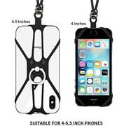 SHANSHUI Phone Lanyard, 2 in 1 Detachable Neck Strap Silicone Holder with Ring Stand Grip Compatible with iPhone,
