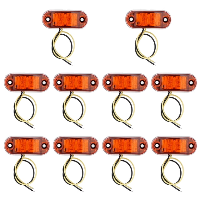 10 luces de posición laterales de 2 LED para coche, camión, remolque, 10-30 V, amarillas