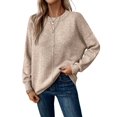 thumbnail image 2 of Womens Sweaters Fall Casual Long Sleeve Light-Weight Oversized Pullover Sweater Tops Apricot L, 2 of 7