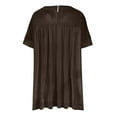thumbnail image 6 of BLVB Women's Velvet Short Sleeve Tops Vintage Crewneck Pleated Velour Blouse Casual Loose Going out Shirts with Pocket, 6 of 7
