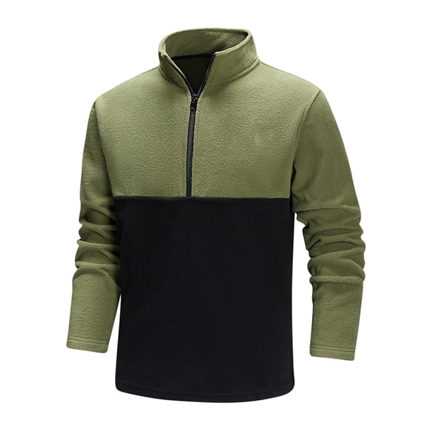 Blusa y camisa de manga larga con cuello alto para hombre, color de contraste, manga larga, cremallera, cuello alto, informal, deportiva, para casa, blusa para hombre