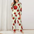 thumbnail image 3 of Disketp Pajamas Set Long Sleeve Sleepwear Womens Button Down Nightwear Pj Sets-Fruit Apples, 3 of 9
