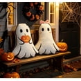 thumbnail image 4 of 15" Ghost Shaped Throw Pillow with Pumpkin Print, Soft Spooky Decor Polyester Plush Stuffed Cushion for Halloween Sofa Bedroom Party, 4 of 5