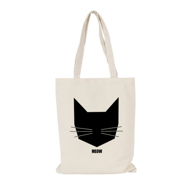 Black Cat Canvas Tote Bag for Women Large Capacity Grocery Reusable Bag