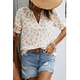 thumbnail image 6 of Women's White Floral Eyelet Embroidered Puff Sleeve Notch V Neck Blouse - Elegant Summer Top - [ZhiHiMeRi] | (US 12-14)L, 6 of 12