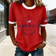 thumbnail image 2 of Rggeeun Womens Tees American Flag Graphic & 1776-2026 Letter Print Short Sleeve Crew Neck For 4Th Of July Family Party Nautical Style Tops,Red,Xl, 2 of 4