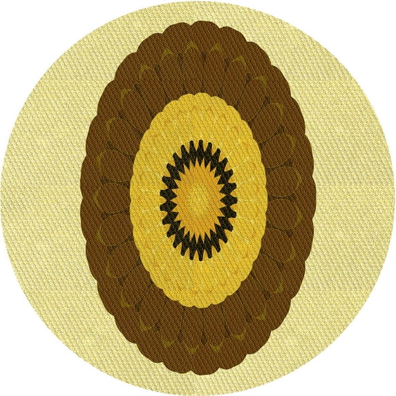 Ahgly Company Machine Washable Indoor Round Transitional Dark Bisque Brown Area Rugs, 3' Round